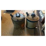 2 Antique metal gas cans, 1 gallon size, both
