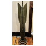 WWI Mark III empty shell floor lamp , on a wood