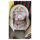 Extra large, wicker armchair, with three floral