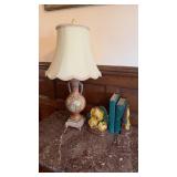 Vintage porcelain table lamp, with two vintage
