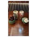 4 vintage porcelain flower vases, three with