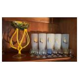 Set of 8 vintage modern tall glass set, very