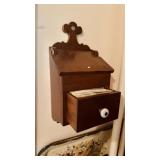 Vintage pine wall rack, recipe holder with the