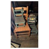 Three antique chairs, standard woven seat,