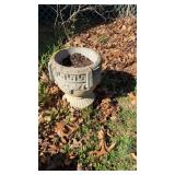 Two matching concrete planter, urns, with Greek