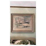 Antique, framed painting, mid-century, modern