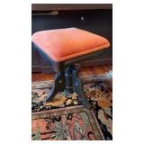 Antique, piano stool, with a burgundy velvet