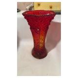 Amberina orage gold glass vase , vintage tall