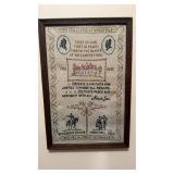 1932 framed needlepoint, for George Washington,