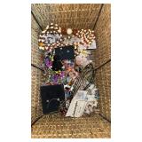 Small basket of costume, jewelry, mostly beaded