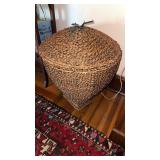 Large woven and metal storage basket, with the