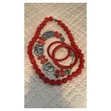 jewelry, carved red Cinnabar ball necklace,