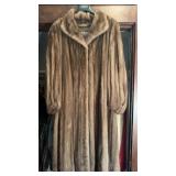 Long ladies mink fur coat, light brown mink from