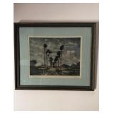 Antique framed, print, signed in pencil Herman,