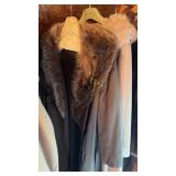 2 vintage ladies real fur collar coats,