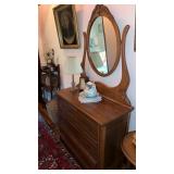 Antique three drawer dresser, with attached Amir