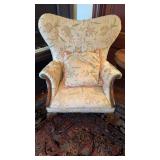 Wide wing back, top chair, with a cruel work,