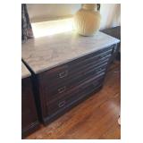 Antique White marble top three drawer dresser ,