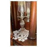 Pair of clear, pressed glass, boudoir bedroom