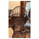 Windsor designed armchair, saddle seat, each