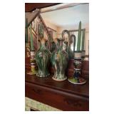 Pair of multi glaze handled water pitchers eyer ,
