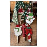 Group of nine handpainted wood cut out lawn