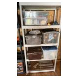 Plastic shelf unit, with the contents that