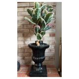 Black painted ceramic flower urn with fake
