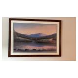 Professionally framed mountain scene, print by