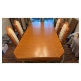 Modern design oak dining table w 6 chairs