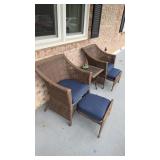 5 piece set of plastic retan  patio chairs with