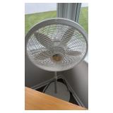White Lasko floor fan, with adjustable height,