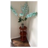 Small round three level side table with glass