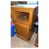 Oak nightstand or side table, with an open shelf