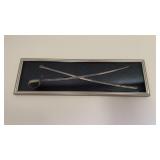 Box framed presentation, parade sword with