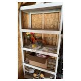 White plastic shelf unit, five shelves with the