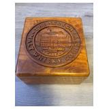 Rare vintage wooden cigar humidor box featuring