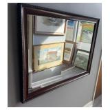 Wood frame wall mirror, nice medium size