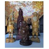 4 carved wood, Chinese deities, including a