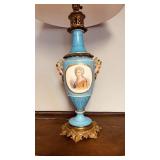 Antique French porcelain lamp, beautiful table