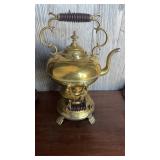 Antique, English brass spirit, tea, kettle, with