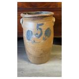 Antique stoneware salt glaze crock or butter churn