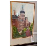 Framed watercolor painting of  the historic