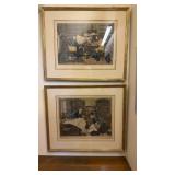 Too matched framed engravings, interior office