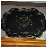 Large antique French paper, Mï¿½chï¿½, tea tray, with