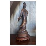 Antique carved Chinese wood sculpture figure, on
