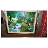 Framed original Oil Painting on canvas, animals