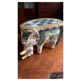 Vintage gesso  painted carved wood, rhinoceros