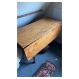Antique blonde, wood, drop leaf table, the two