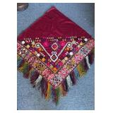 Uzbek embroidered silk wedding shawl with